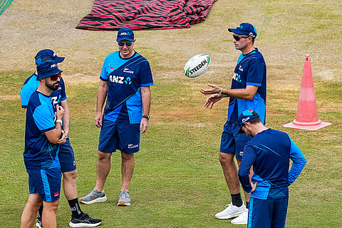 Afghanistan Vs New Zealand Test: New Zealand coach and players during a practice session 